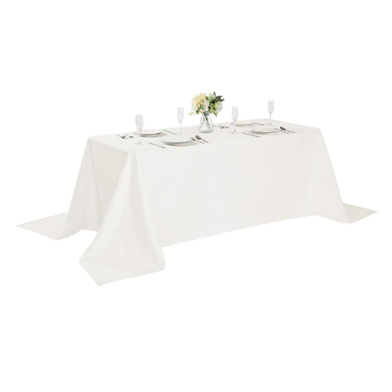 Cupuamon Rectangle Tablecloth 90x156 inch Washable Polyester Fabric Table Cloth for Wedding Party Dining Banquet Decorationï¼ˆ90x156, Ivoryï¼‰ - Image 1